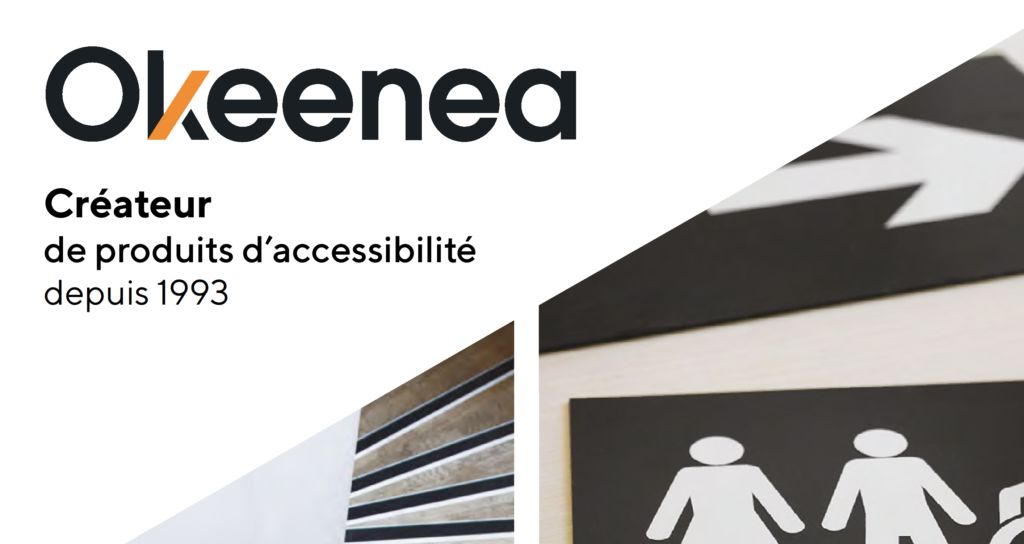 Logo Okeenea où il est écrit : Créateur de produit d'accessibilité depuis 1973