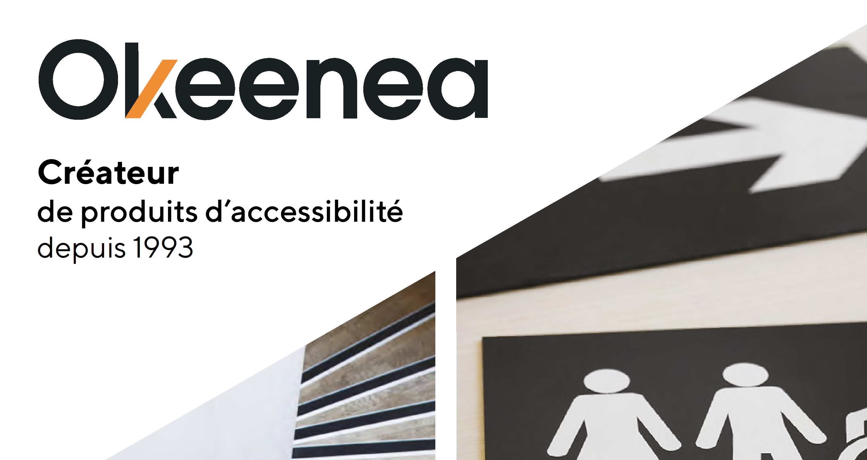 Logo Okeenea où il est écrit : Créateur de produit d'accessibilité depuis 1973